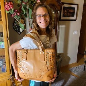 Womens Vintage Leather Calvin Klein Tote/ Laptop Bag! Unique & Stunning! EUC🔥🎄